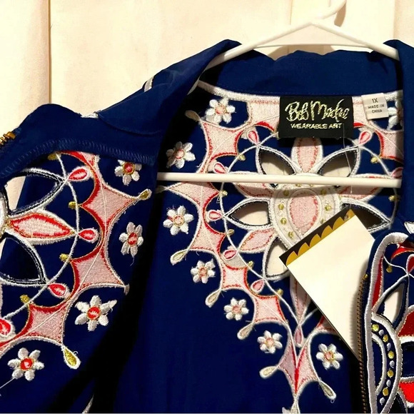 NWT Bob Mackie Wearable Art Royal Embroidered Jacket Womens Sz 1x Empress Style - Picture 7 of 11